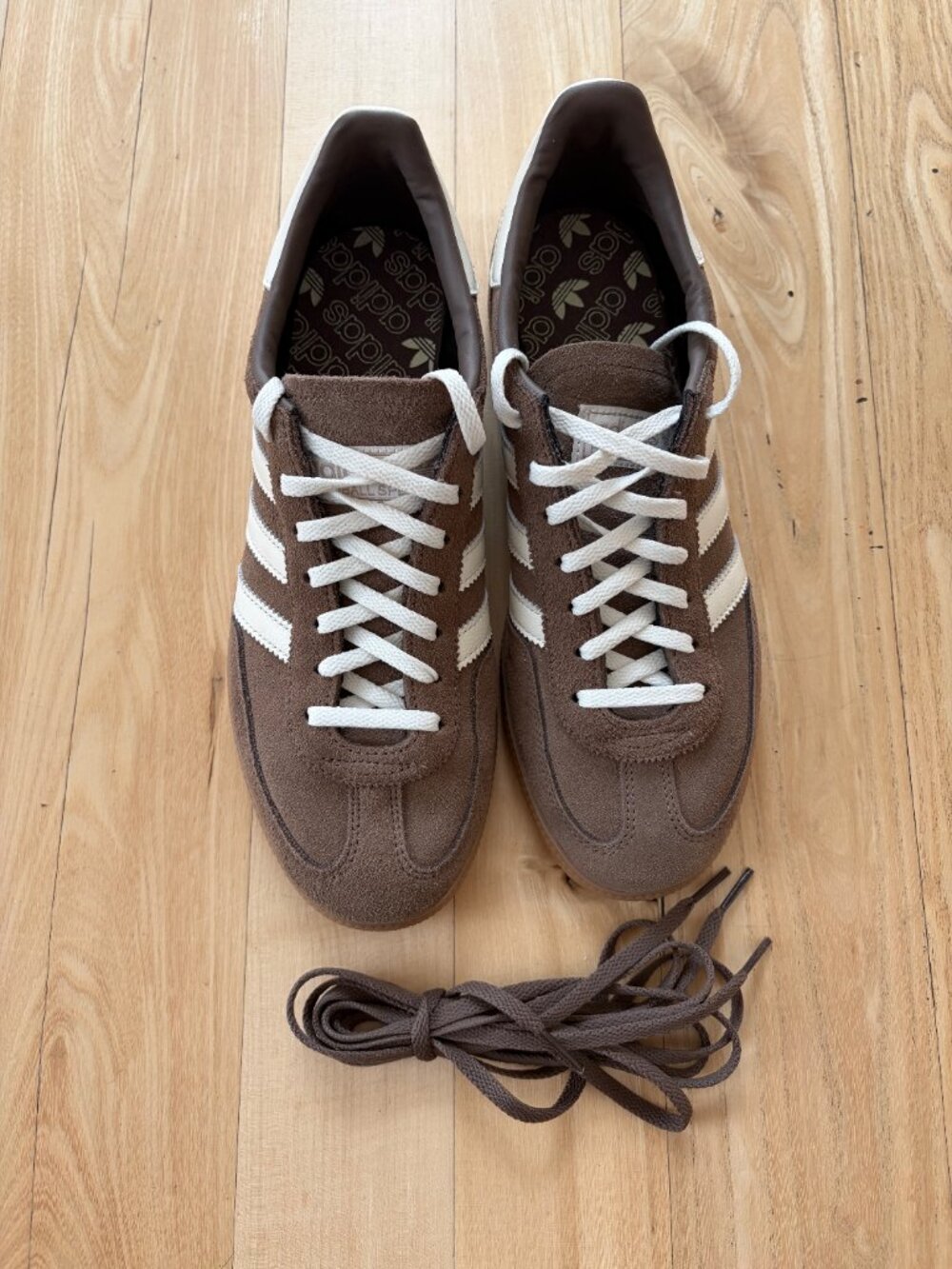 adidas Originals Brown Suede Samba Style Sneakers with White Stripes - Picture 4 of 5